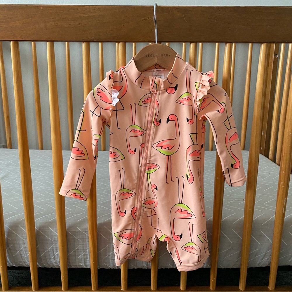 9 months // Flamingo Baby Swimsuit NWOT